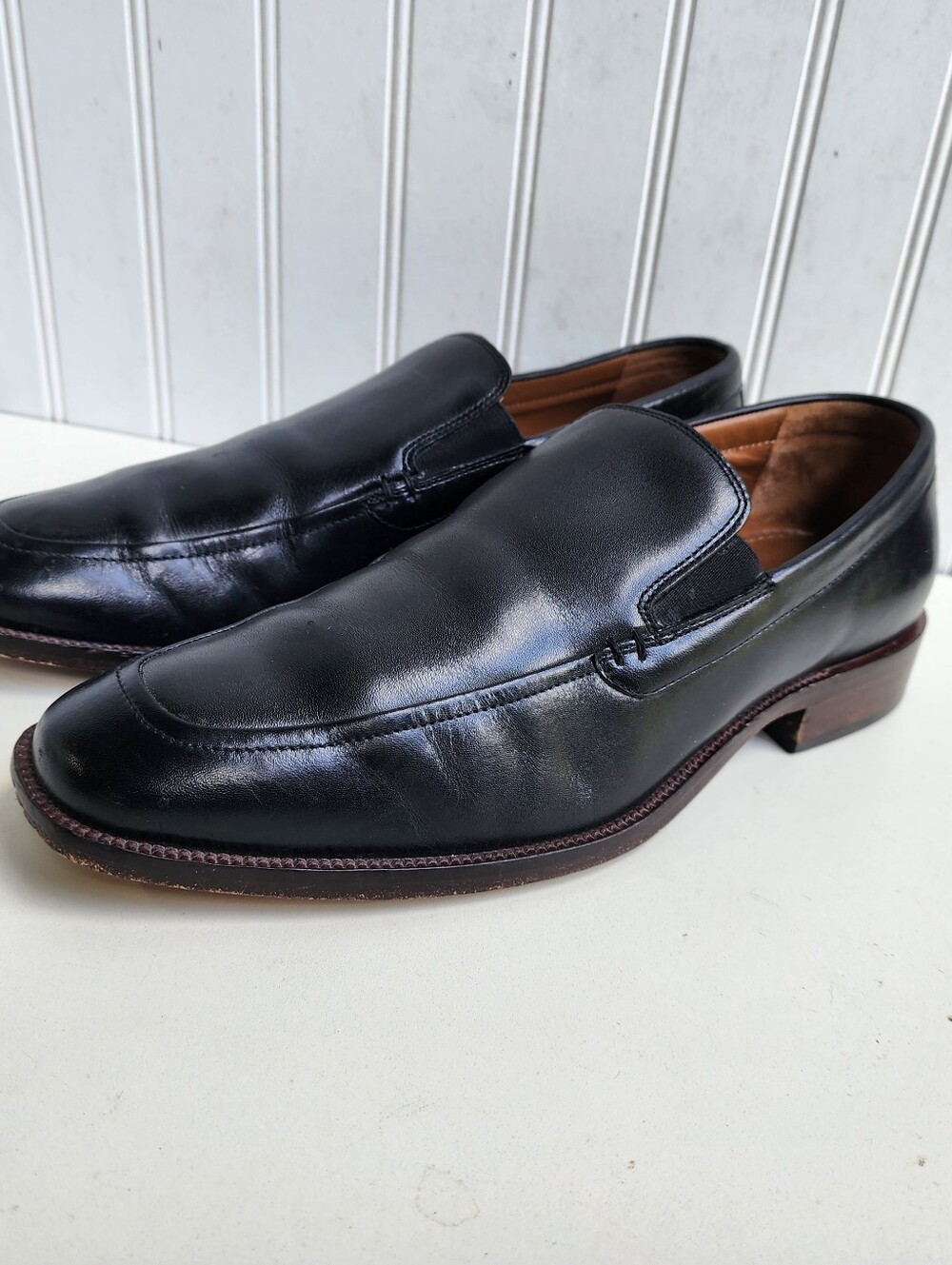 Johnston & Murphy Mens Barlett Black Leather Slip On Loafers Size 8.5 M